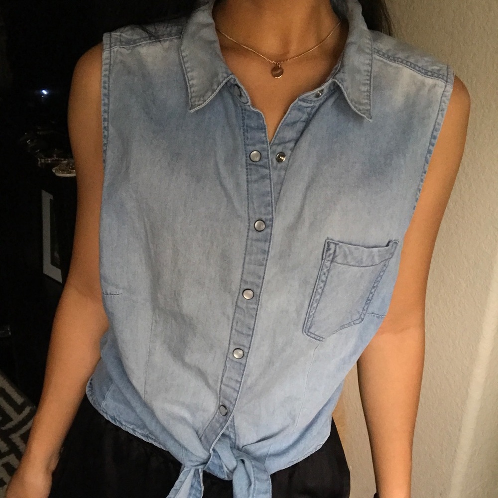 H&M Denim Tie crop top